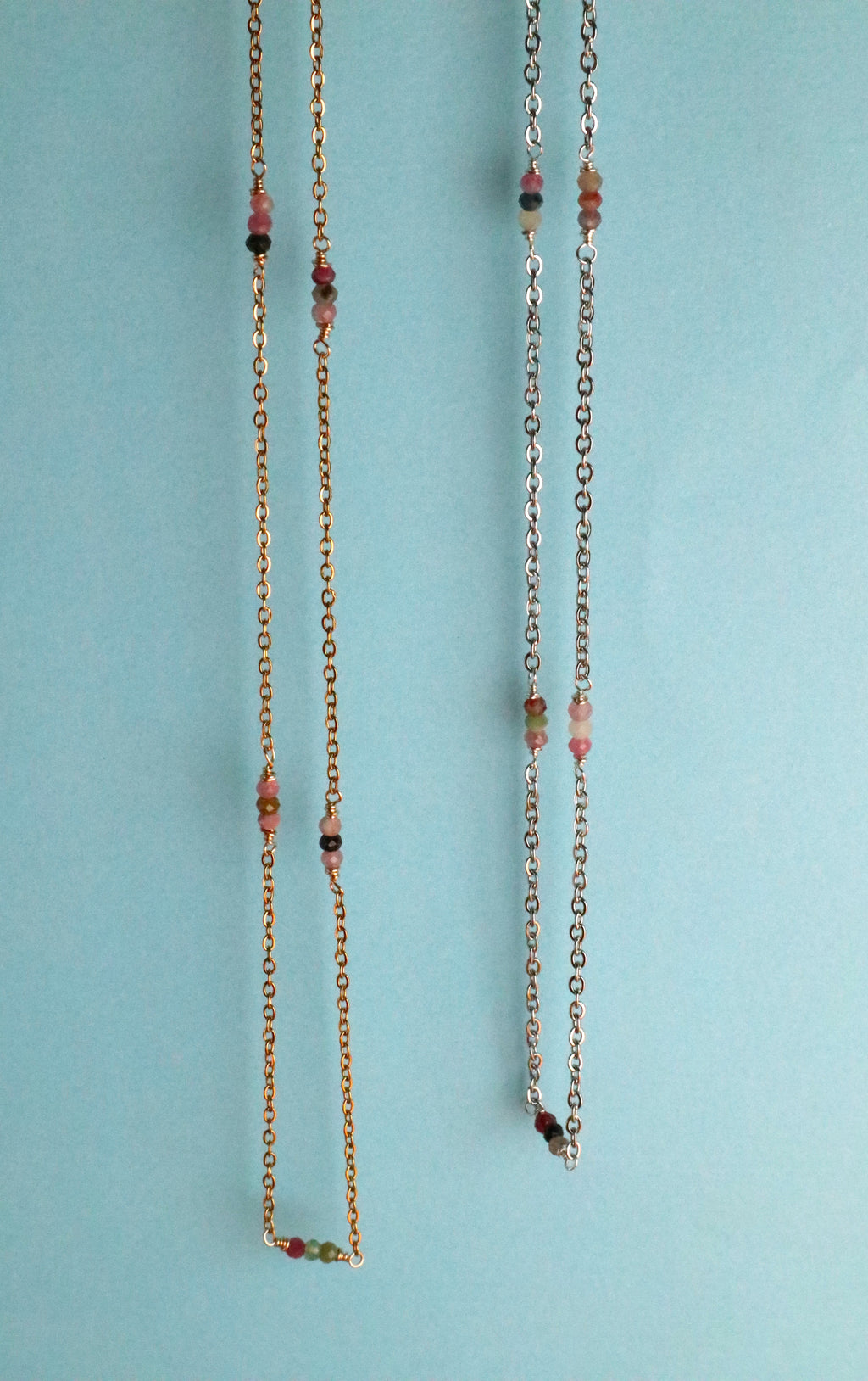 Stainless Steel Multi Coloured Tourmaline Necklace