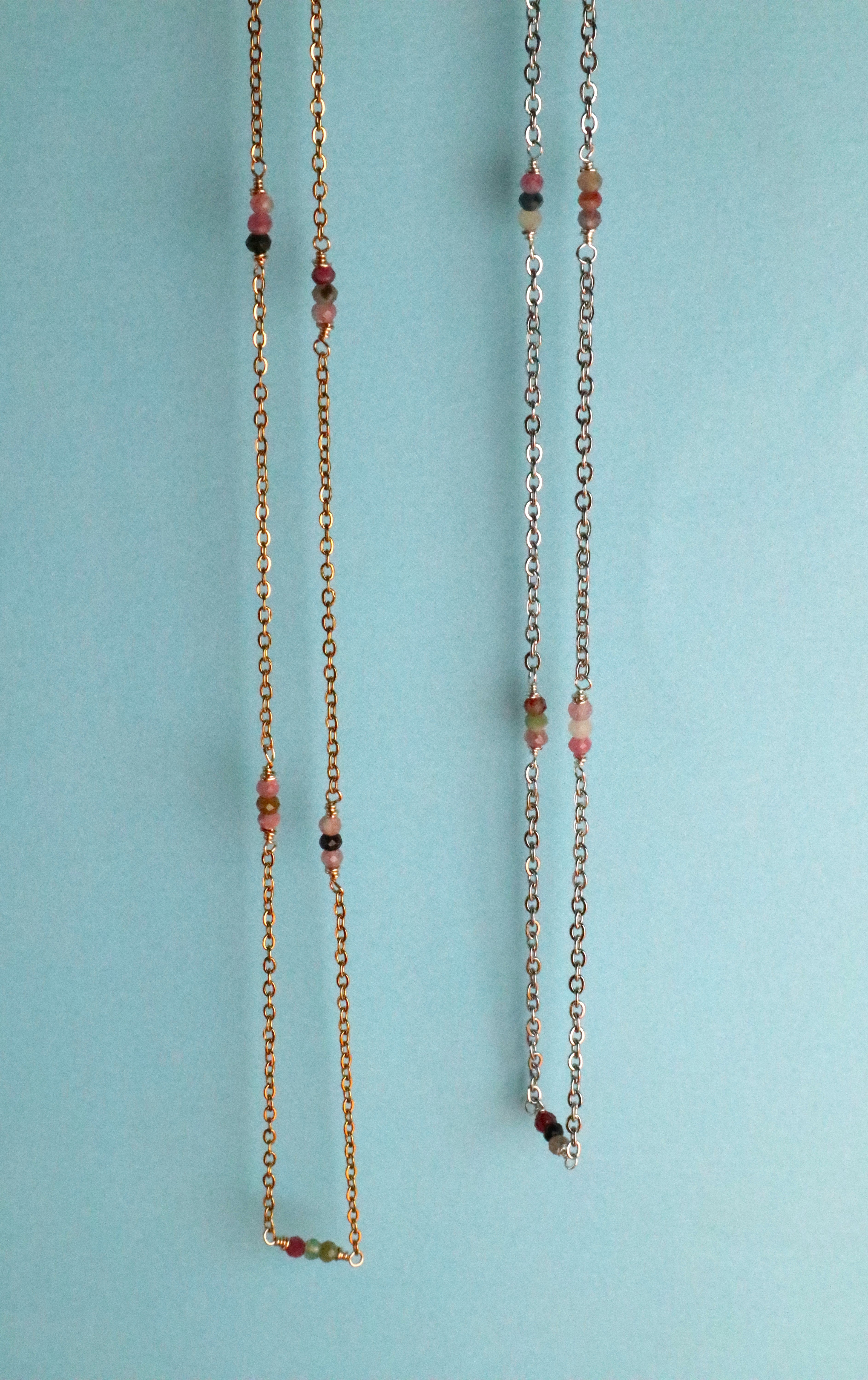 Stainless Steel Multi Coloured Tourmaline Necklace