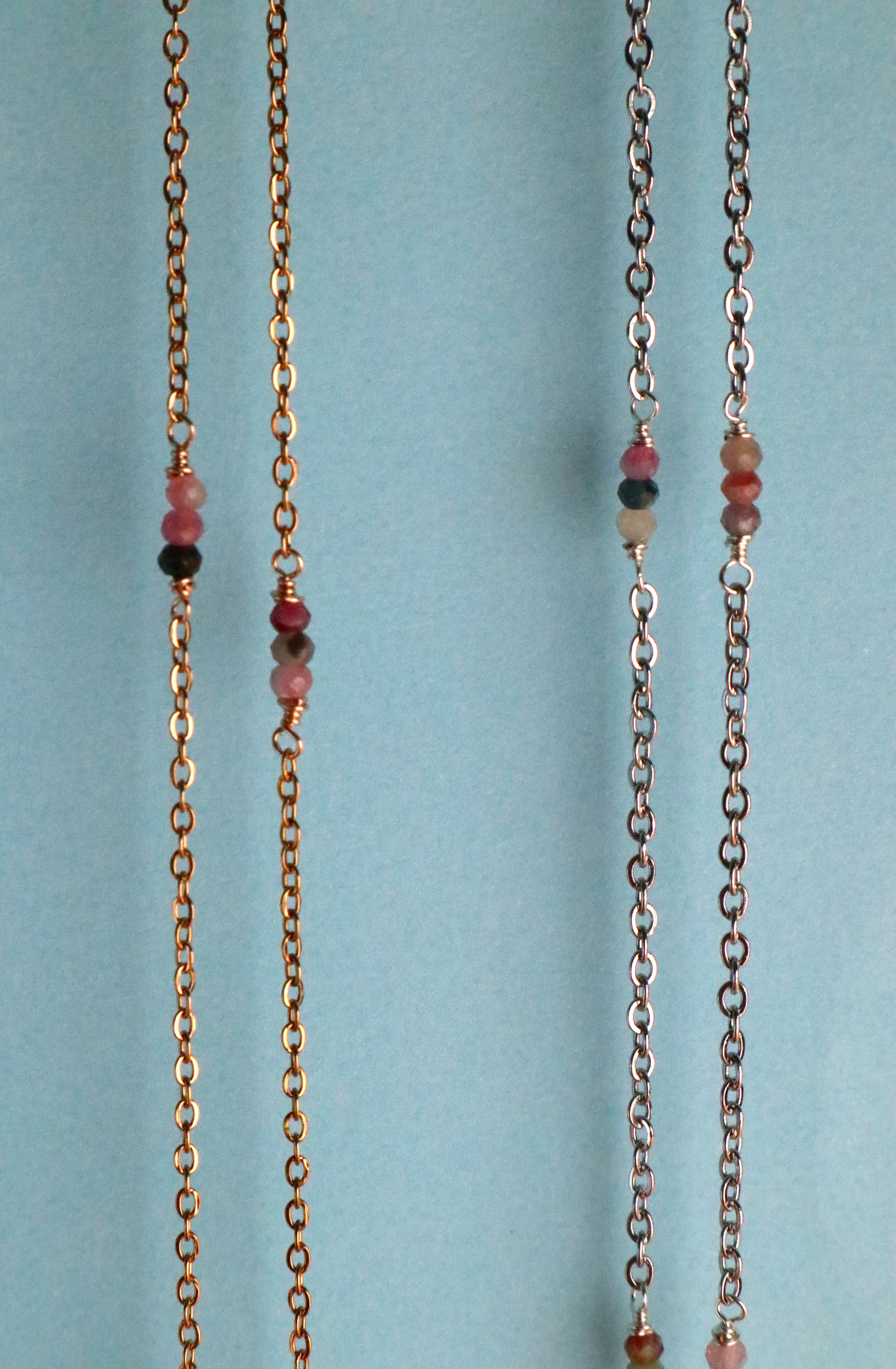 Stainless Steel Multi Coloured Tourmaline Necklace