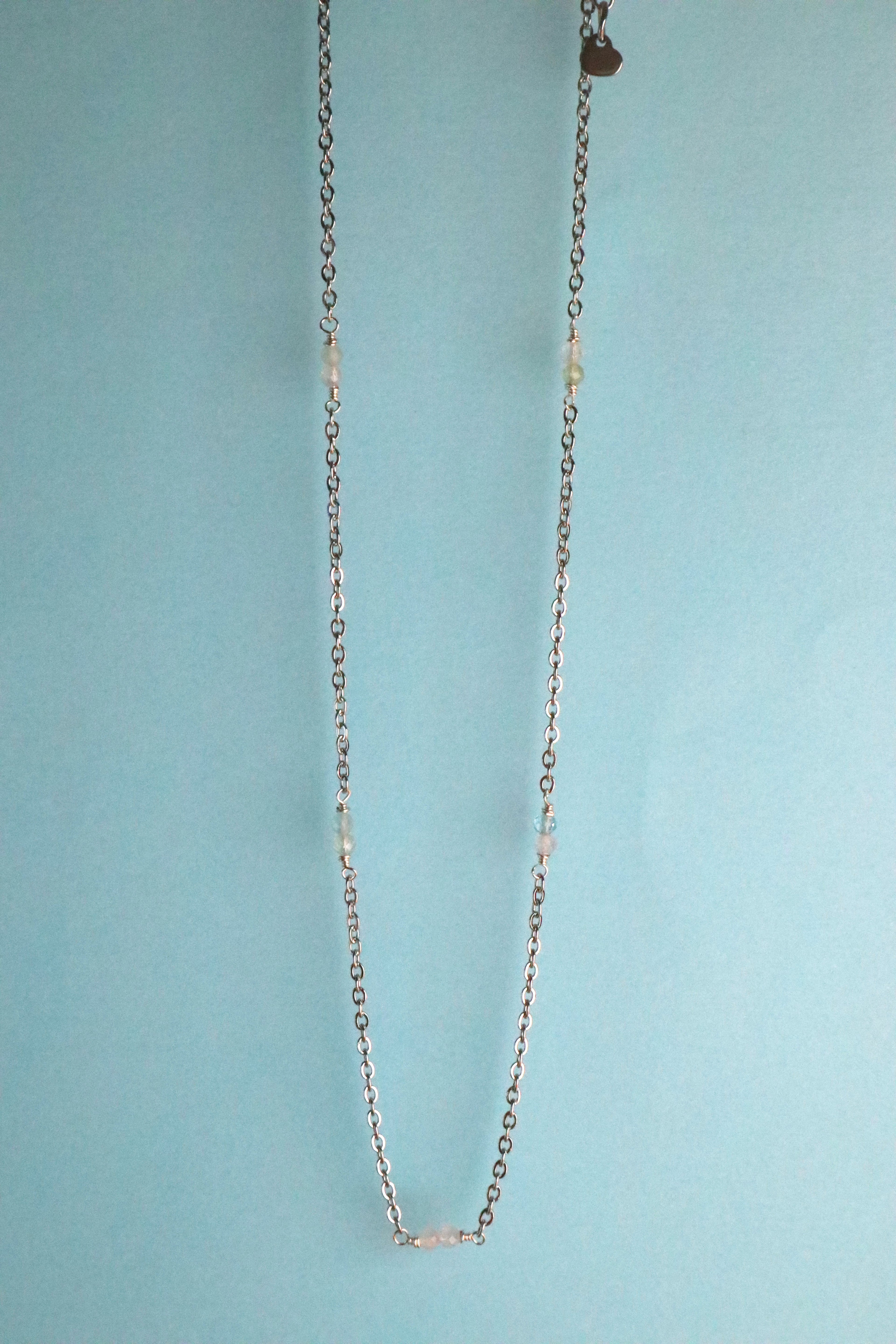 Stainless Steel Multi Coloured Beryl Necklace