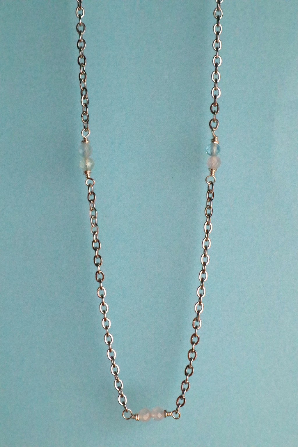 Stainless Steel Multi Coloured Beryl Necklace