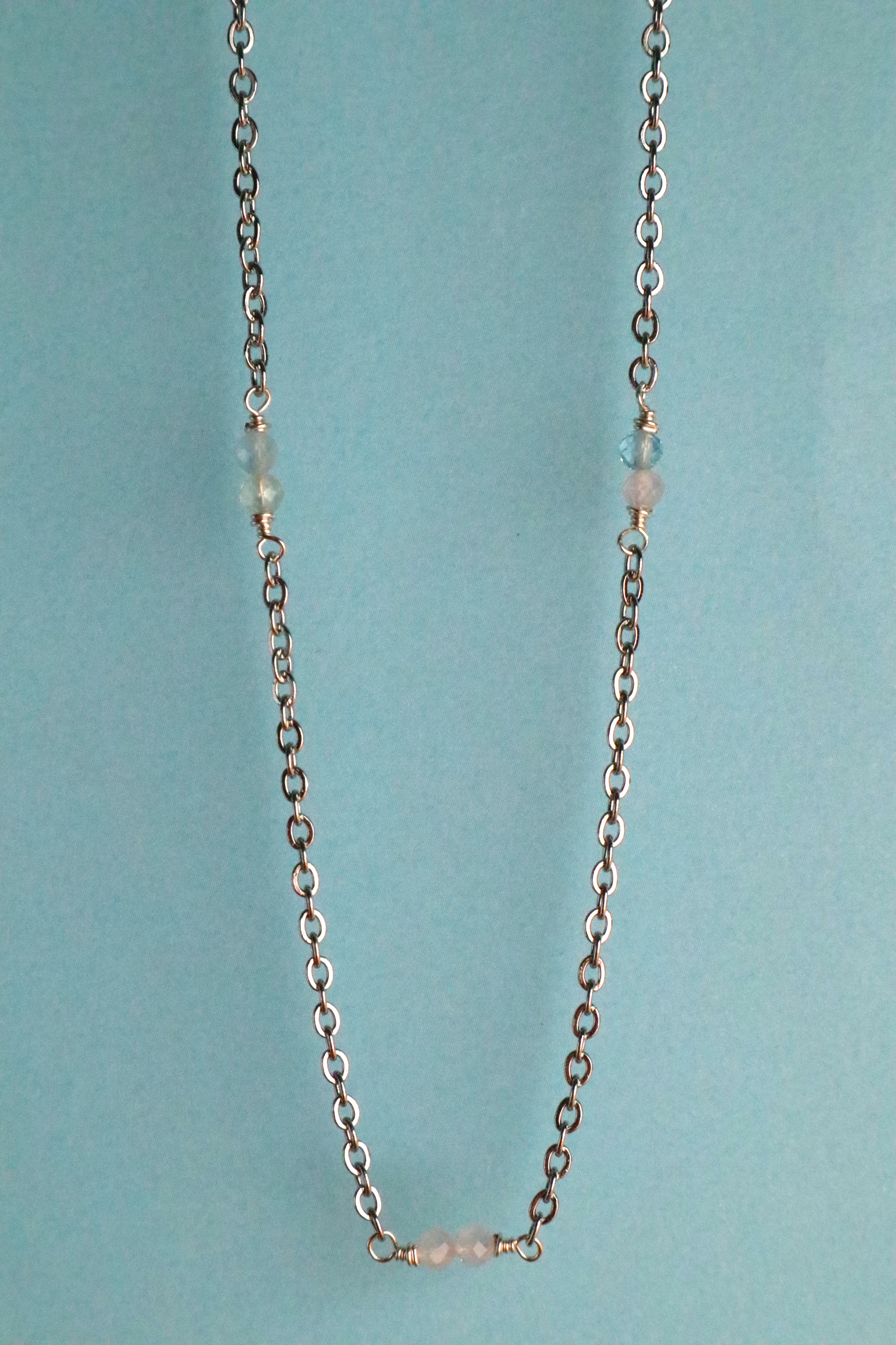 Stainless Steel Multi Coloured Beryl Necklace