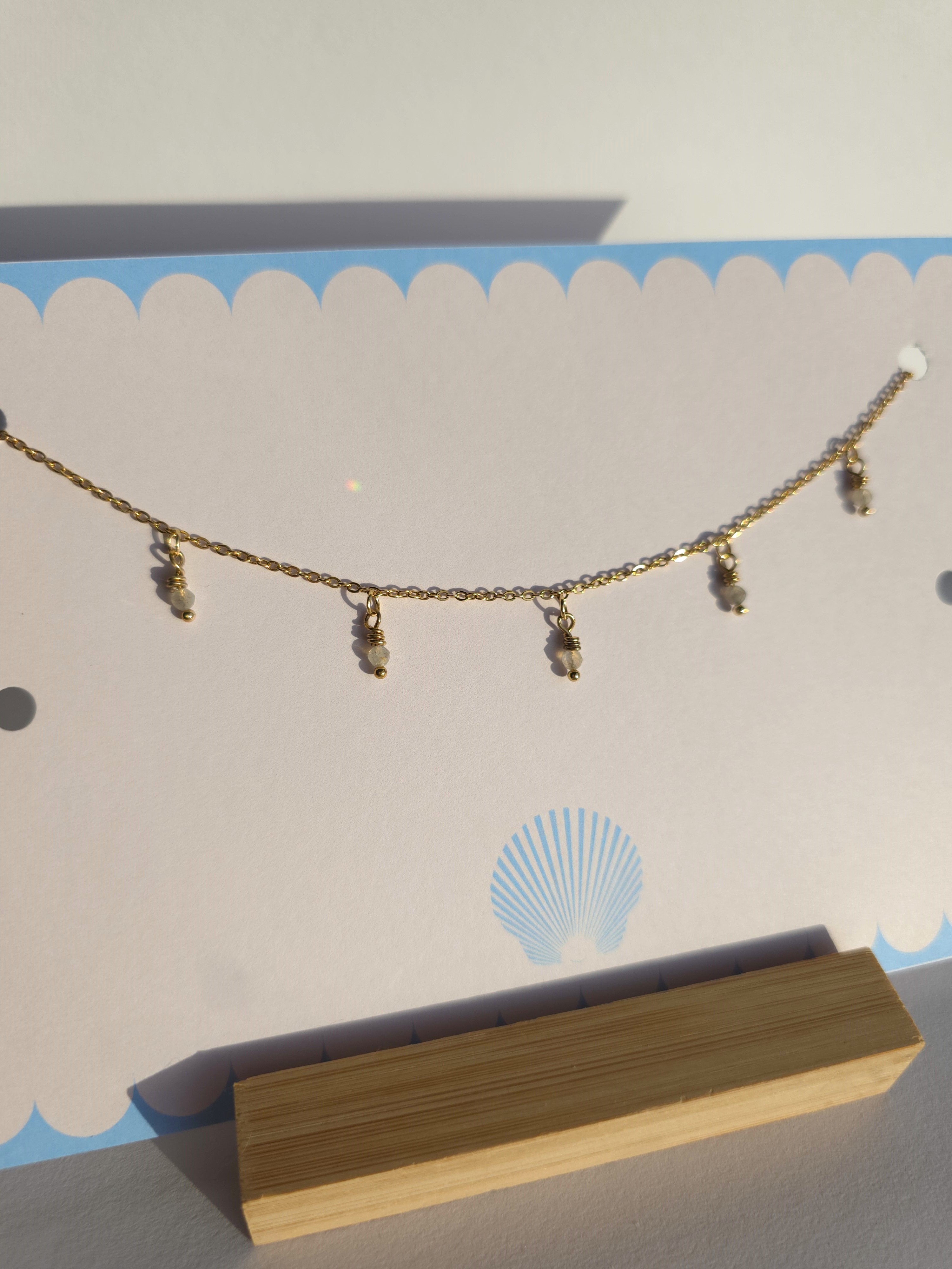 Gold Plated Stainless Steel Dainty Gemstone Necklace