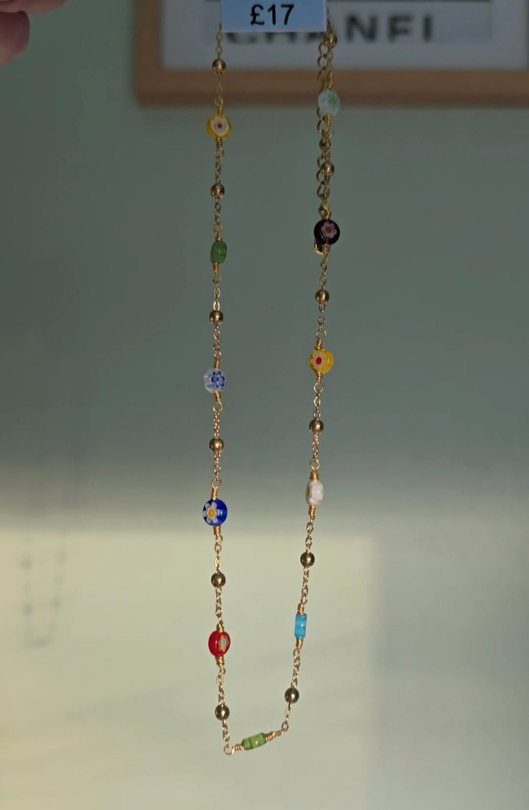 Stainless Steel Glass Bead Necklace