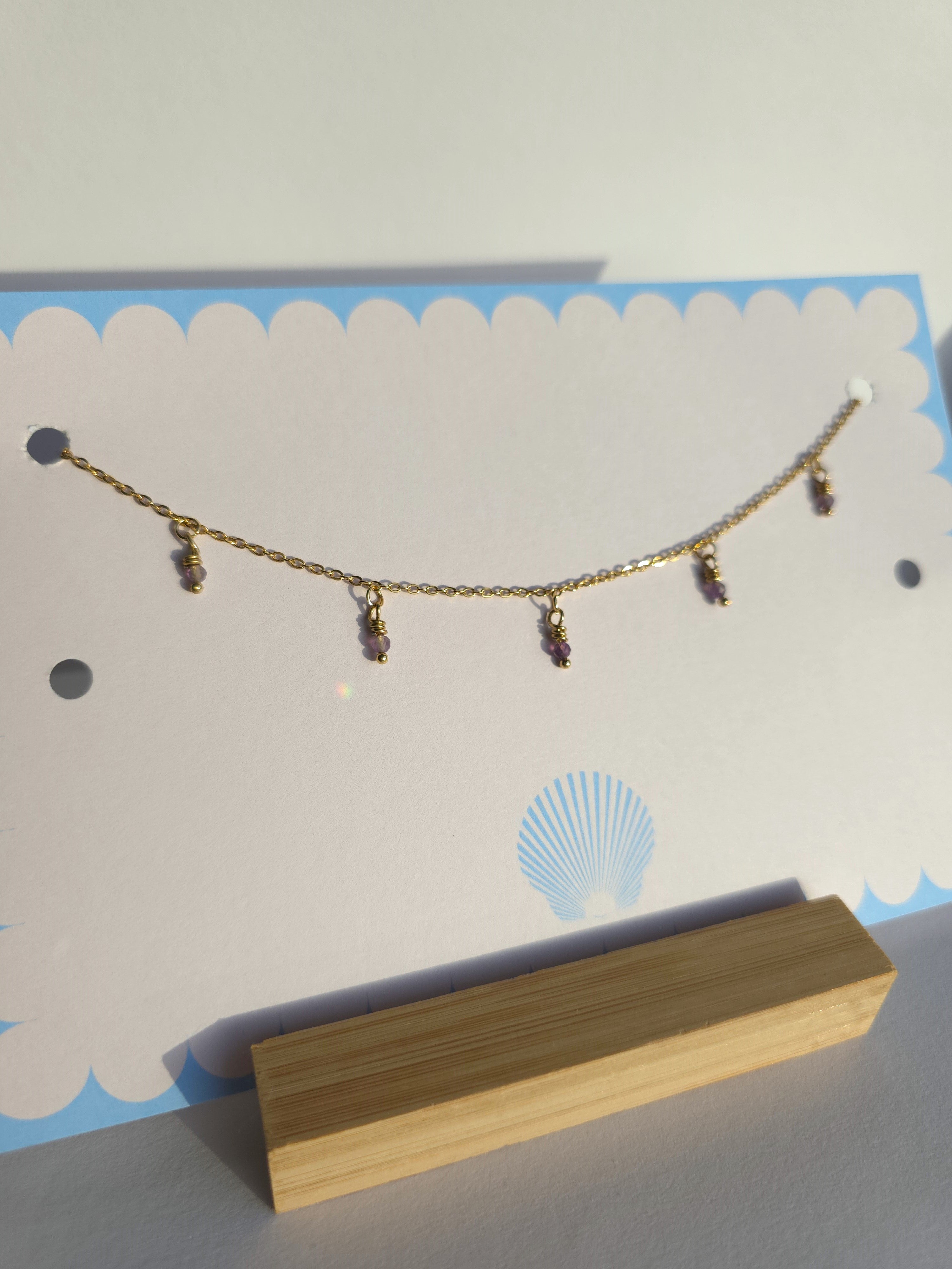 Gold Plated Stainless Steel Dainty Gemstone Necklace