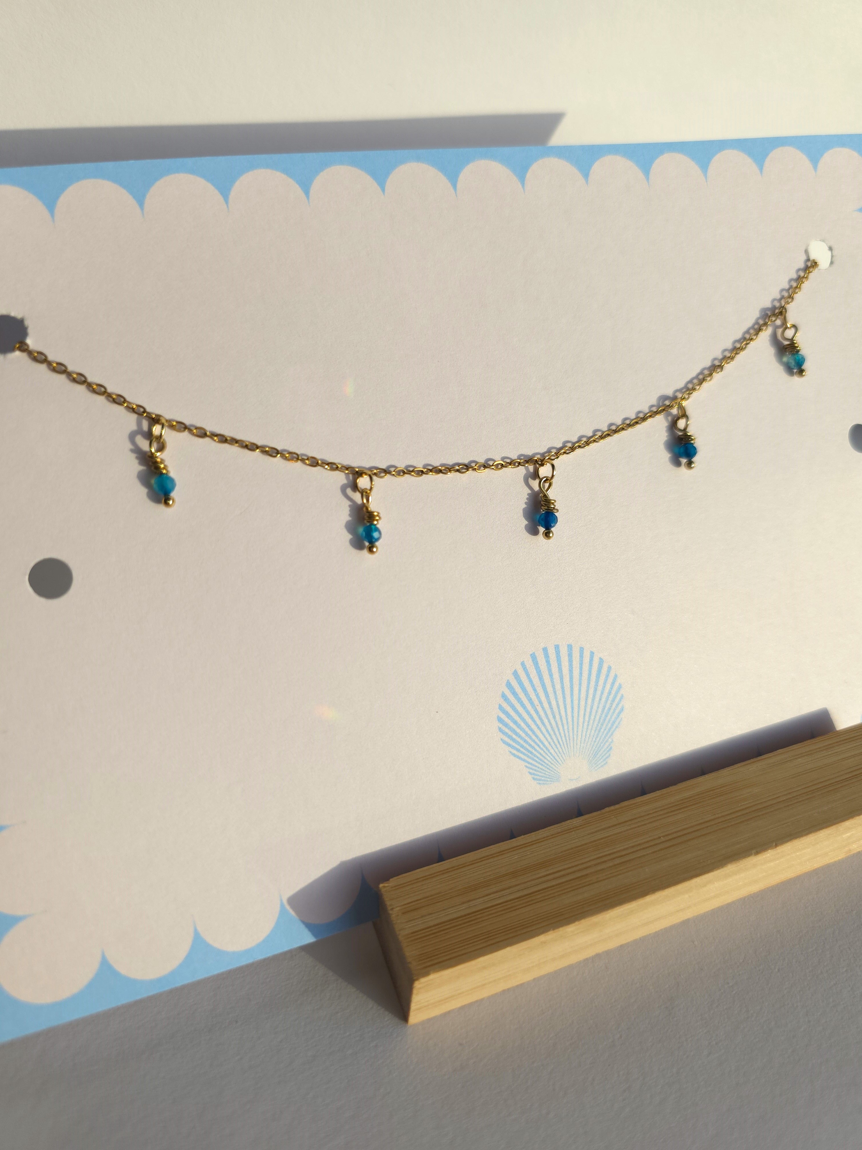 Gold Plated Stainless Steel Dainty Gemstone Necklace