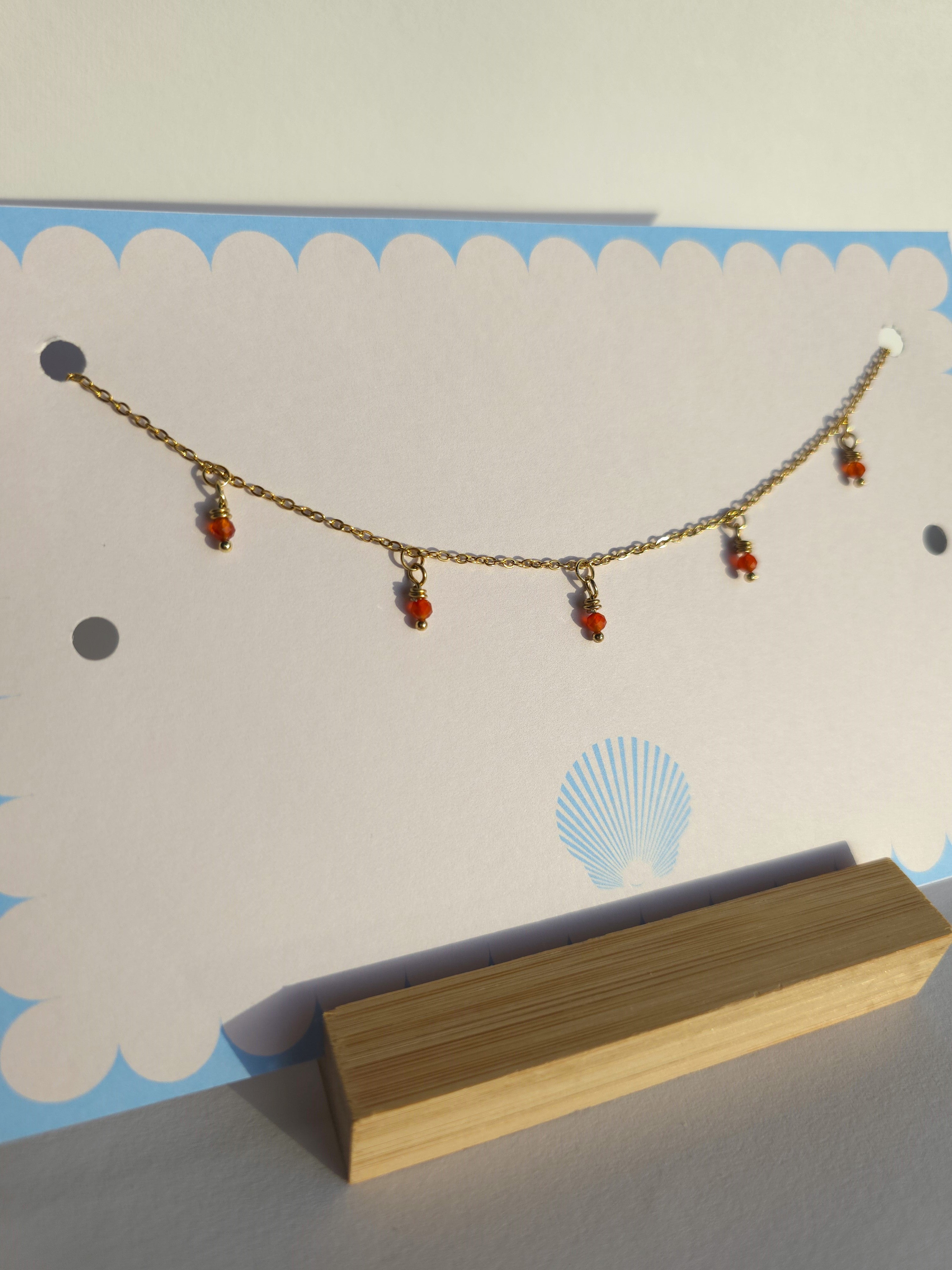 Gold Plated Stainless Steel Dainty Gemstone Necklace