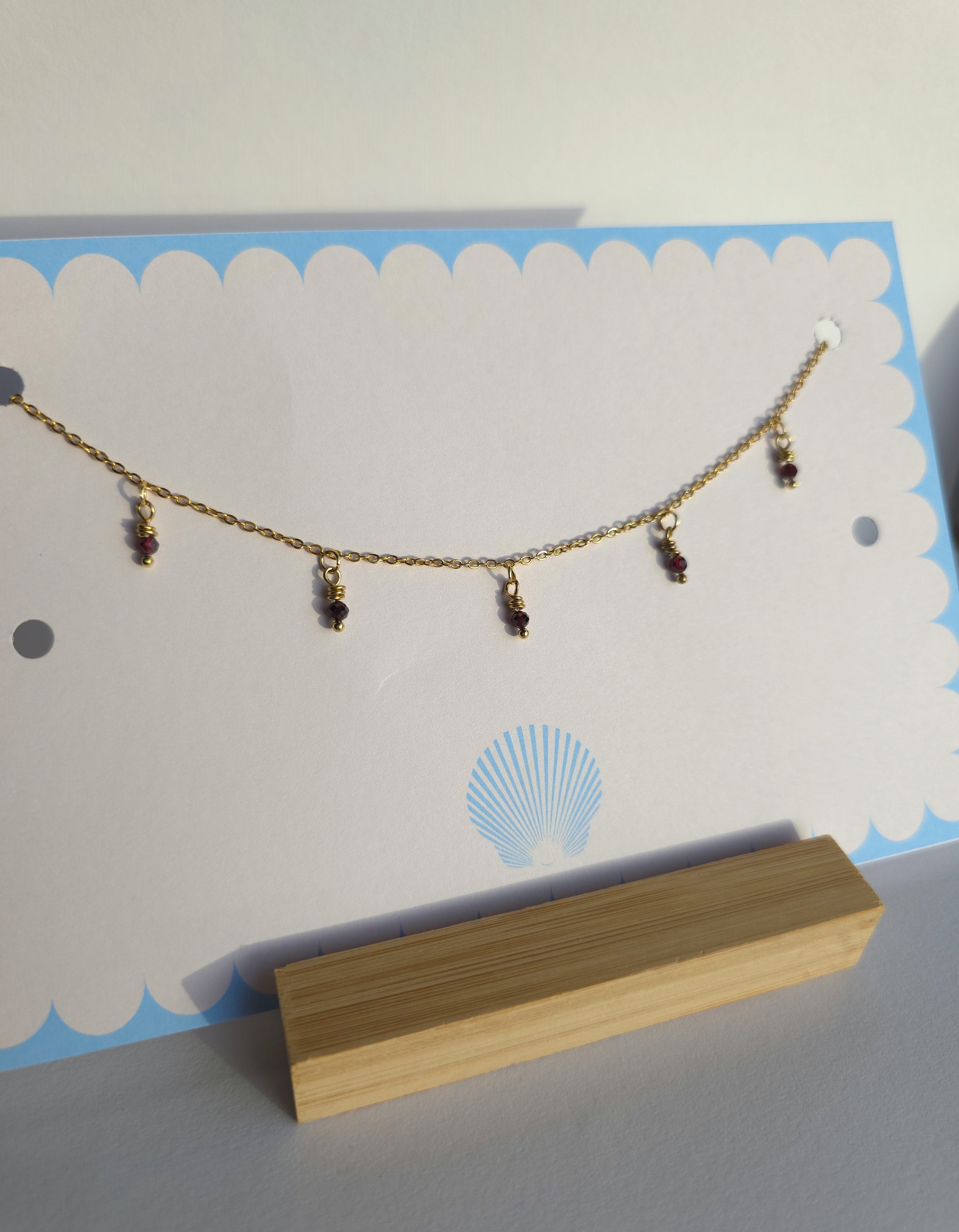 Gold Plated Stainless Steel Dainty Gemstone Necklace