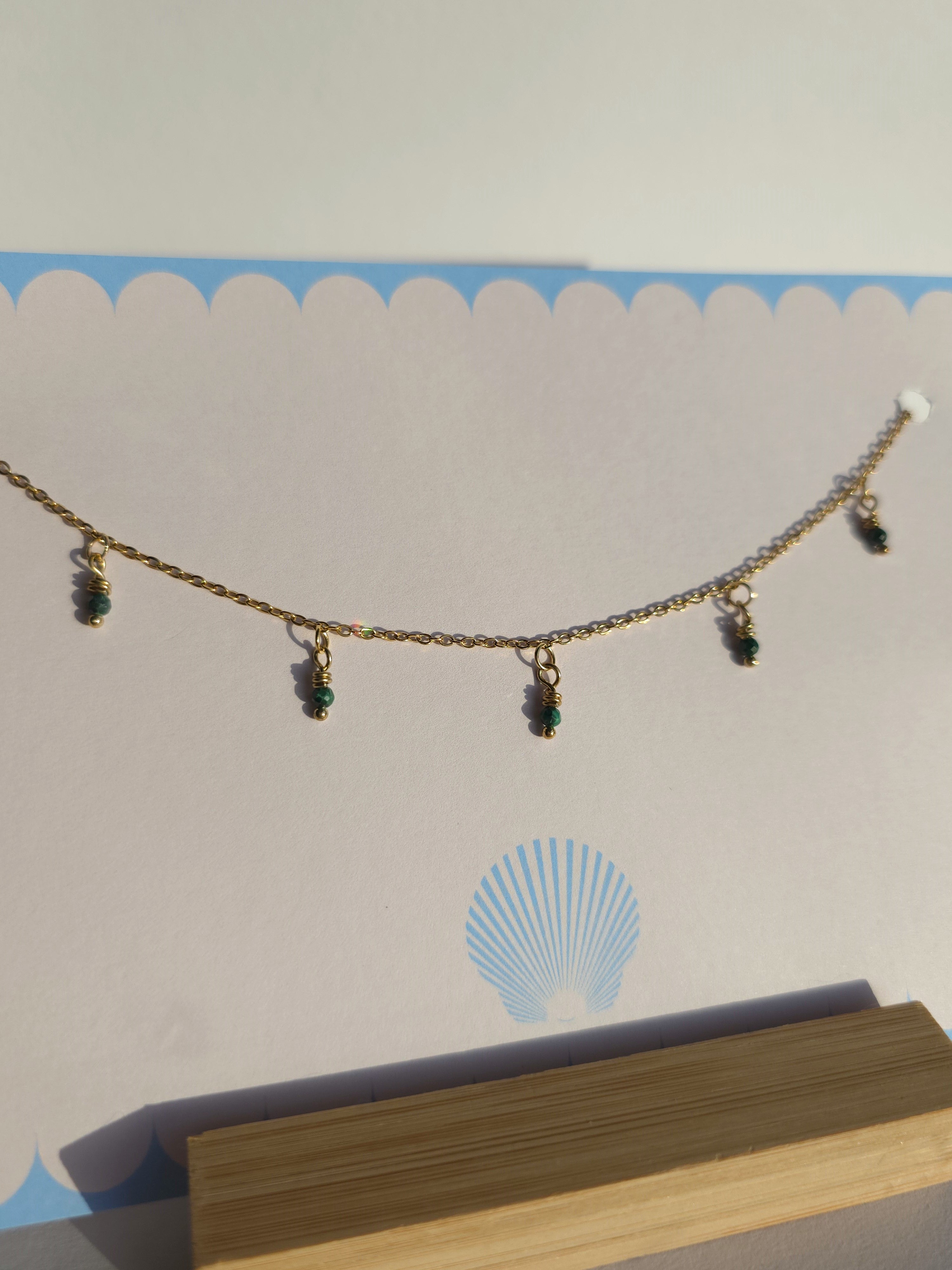 Gold Plated Stainless Steel Dainty Gemstone Necklace