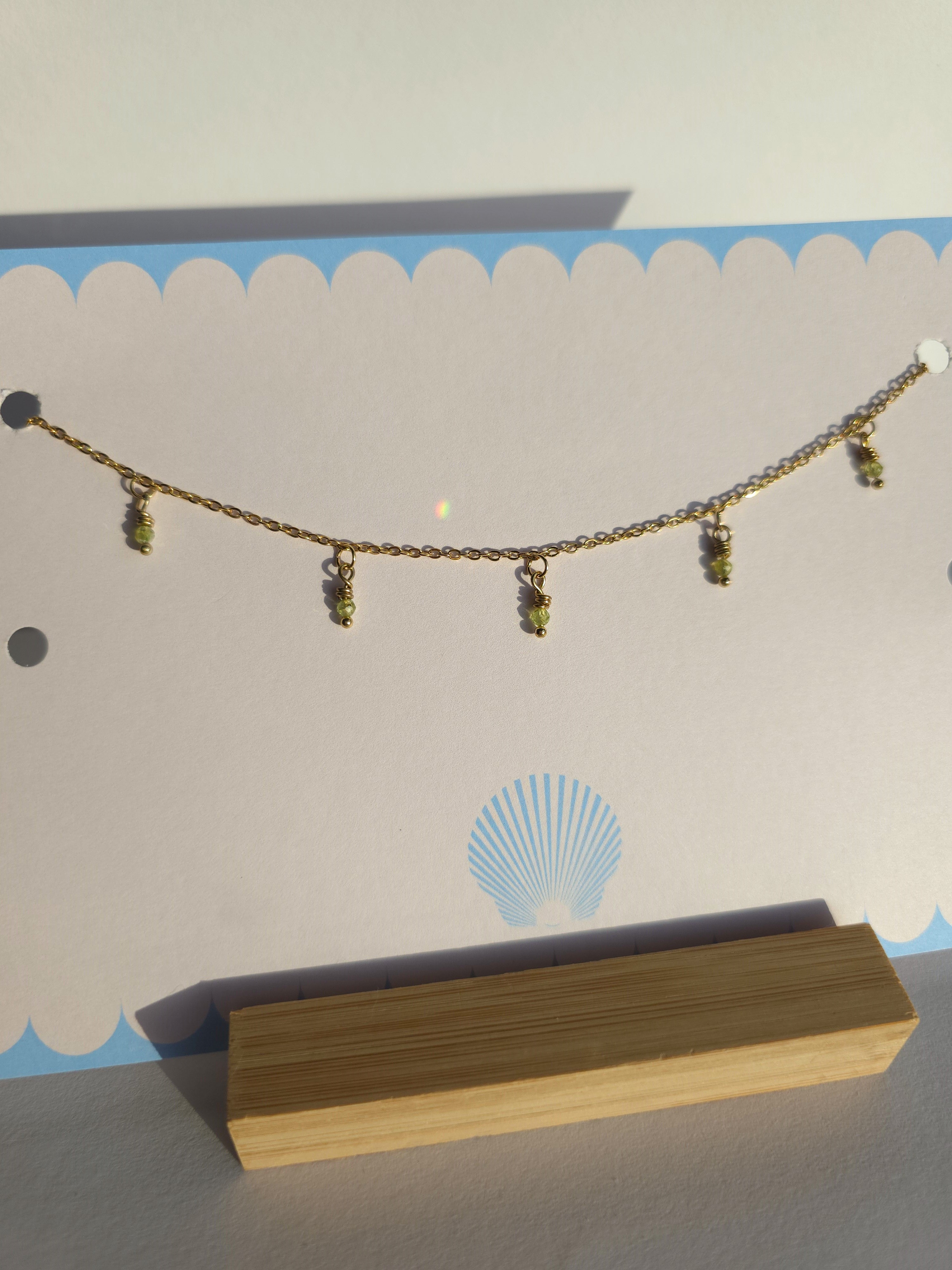 Gold Plated Stainless Steel Dainty Gemstone Necklace