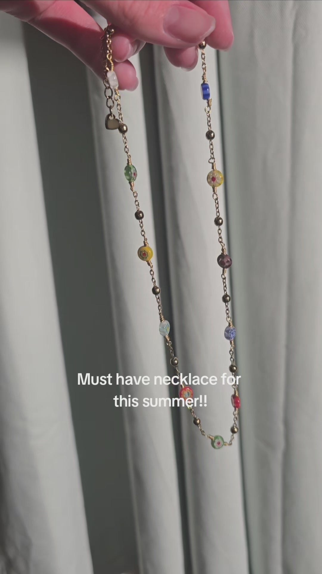 Stainless Steel Glass Bead Necklace